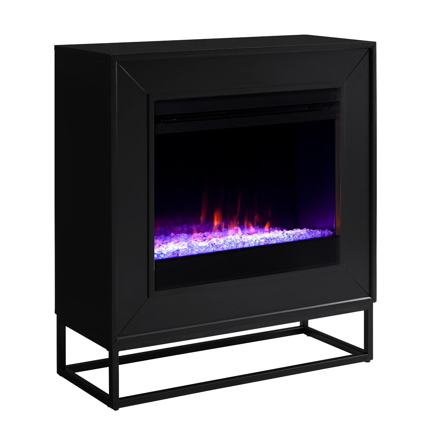 Southern Enterprises FC1063059 Frescan 33-Inch Color Changing Electric Fireplace - Black - Angle View thumbnail