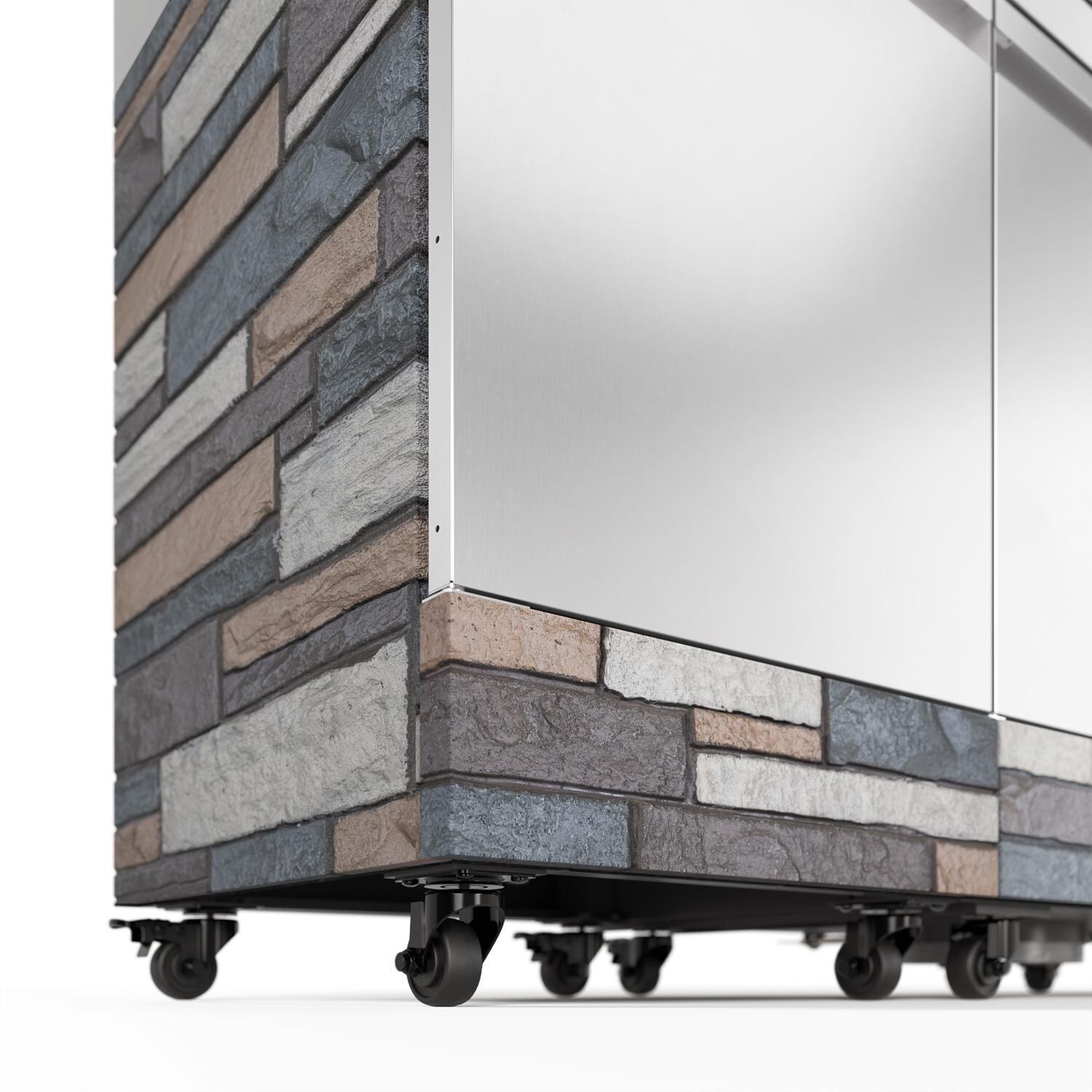 TYTUS Fresno Series 4-Burner Stainless Steel + Ash Stone Natural Gas BBQ Island (Ships Propane w/ Conversion Kit) - Wheels - Detail thumbnail