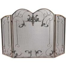 UniFlame 54-Inch 3 Fold Venetian Bronze Fireplace Screen With Leaf Scroll - S-1645 image