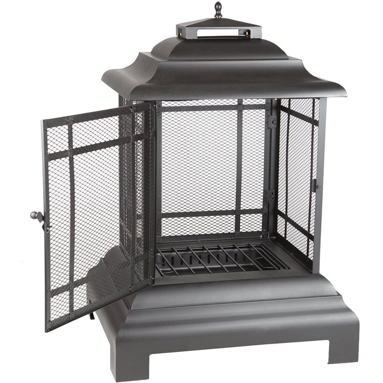Fire Sense Pagoda Wood-Burning Fire Pit - Door Open thumbnail