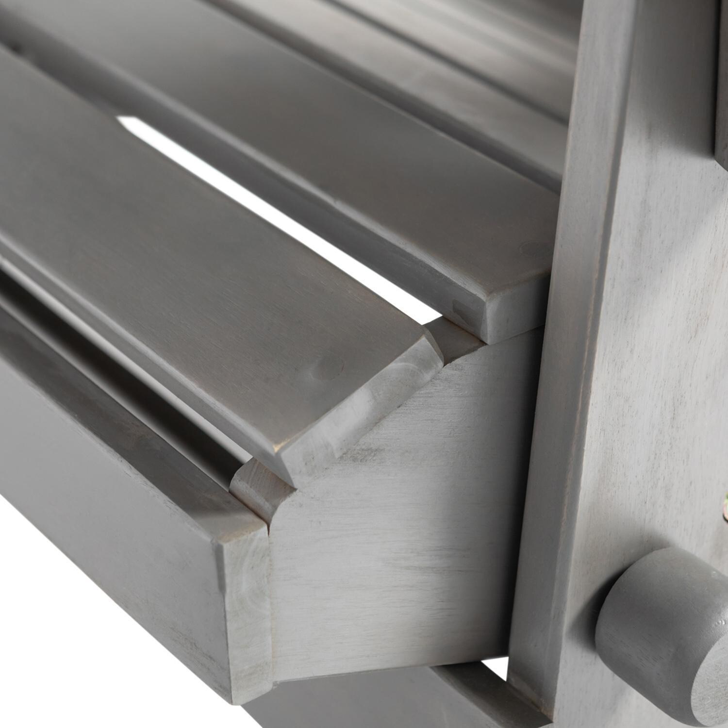 Ultimate Patio Folding Acacia Patio Adirondack Chair W/ Wine Glass Holder - Gray Wash - Seat Front Detail thumbnail