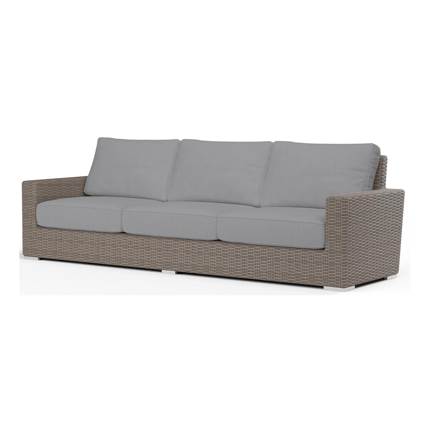 Coronado 3 Person Wicker Sofa in Driftwood/Canvas Granite by Sunset West - White Background thumbnail