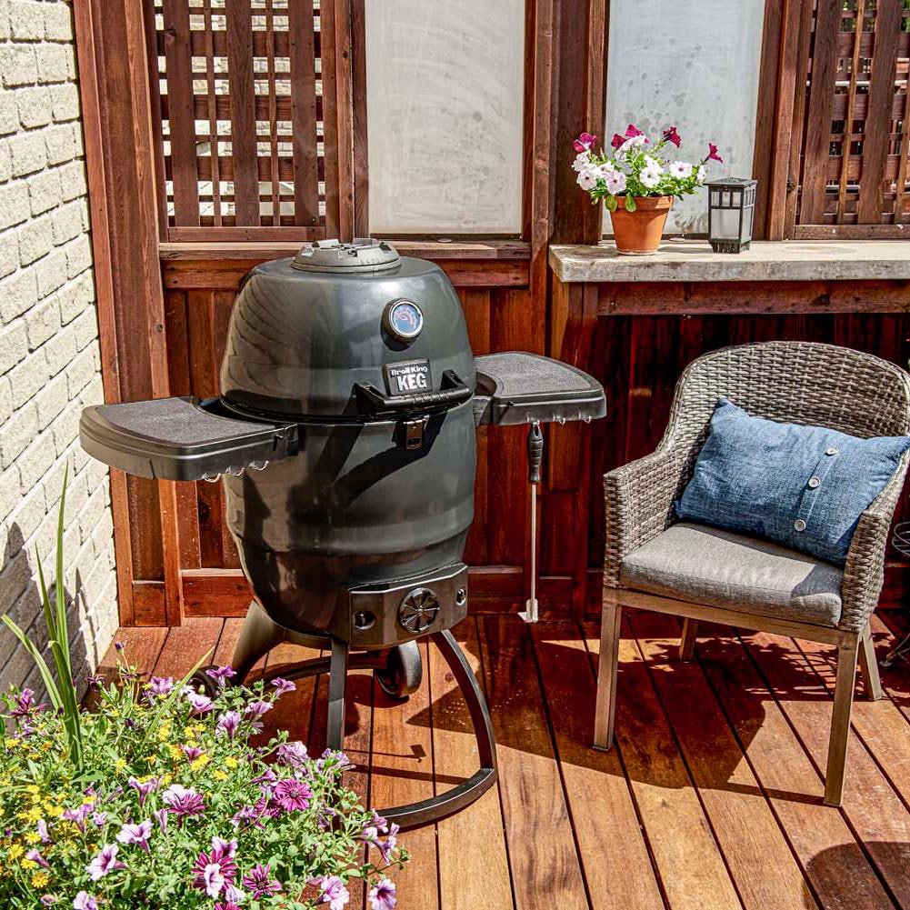 Broil King Keg 5000 Steel Charcoal Kamado Grill - Gray - On Patio - Lifestyle thumbnail