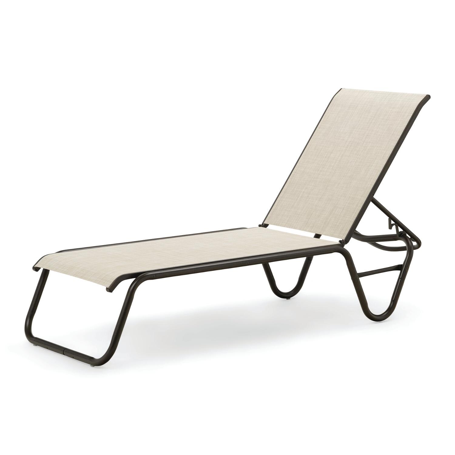 Gardenella Sling Four-Position Lay Flat Stacking Armless Chaise - Textured Aged Bronze/Natural thumbnail