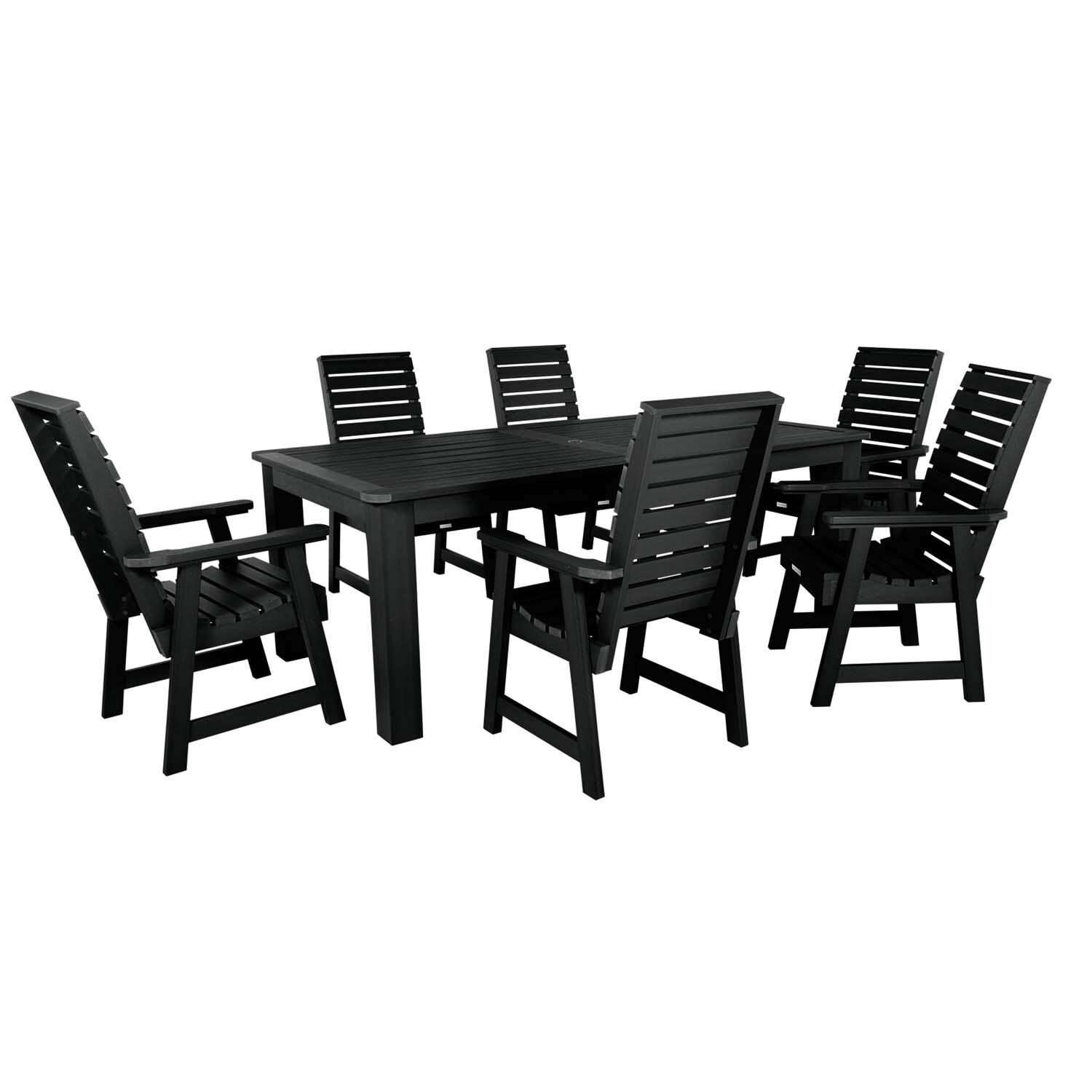 Elm Pointe 7 Pc Recycled Plastic Dining Set In Black by Lakeview - White Background thumbnail