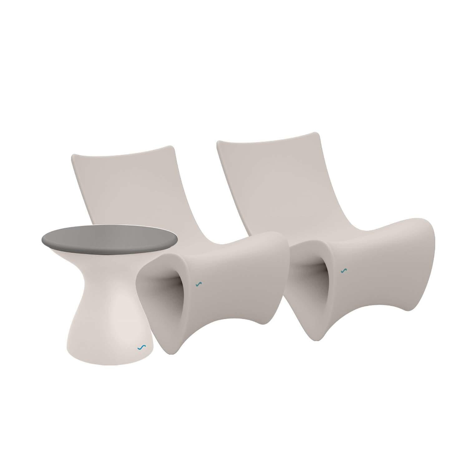 Autograph 3 Pc Polyresin Seating Set in Cloud/Gray by Ledge Lounger