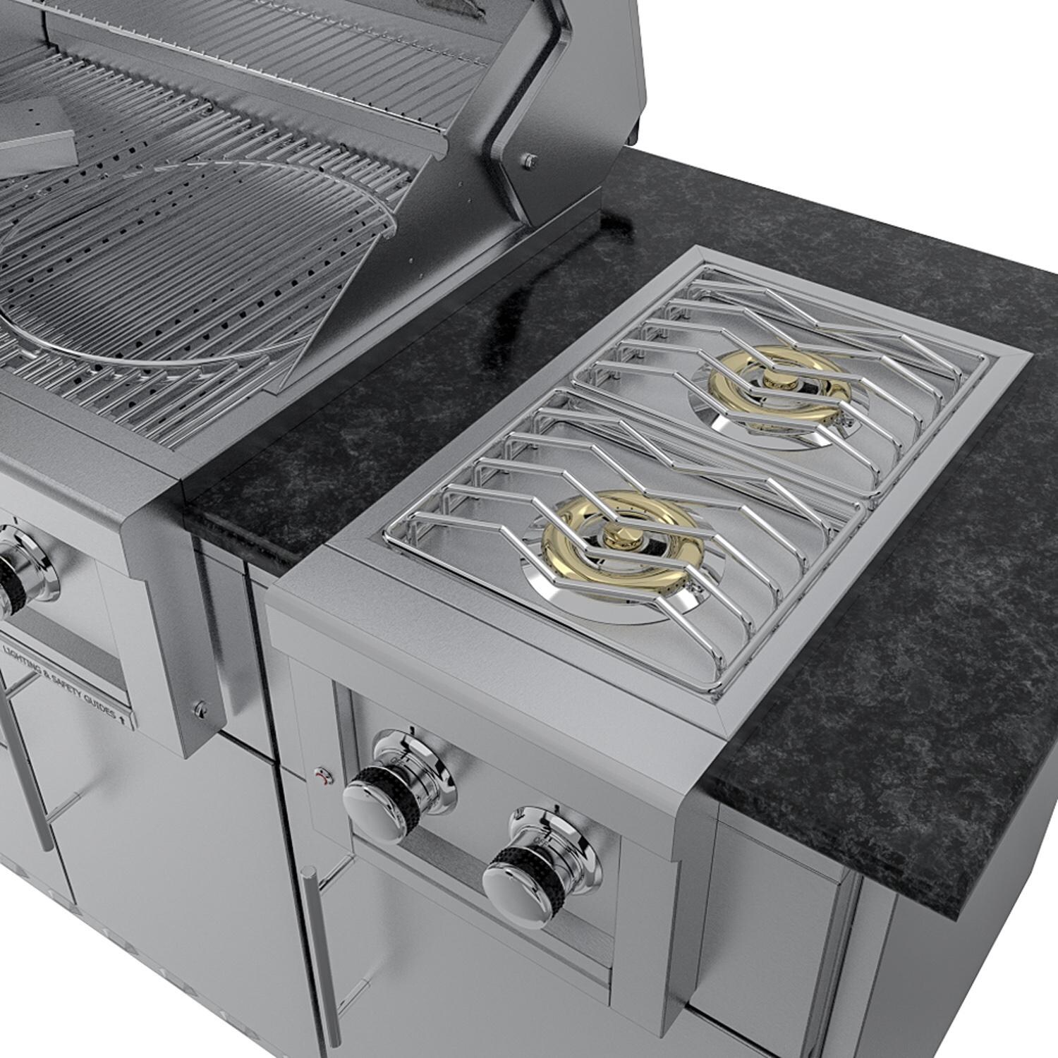 Sunstone Grills SCPCAPRICE6.4-LP Caprice 6 1/2 Ft Outdoor Kitchen Island w/ Propane Grill & Side Burner, Door & Drawer - Side Burner - Detail thumbnail