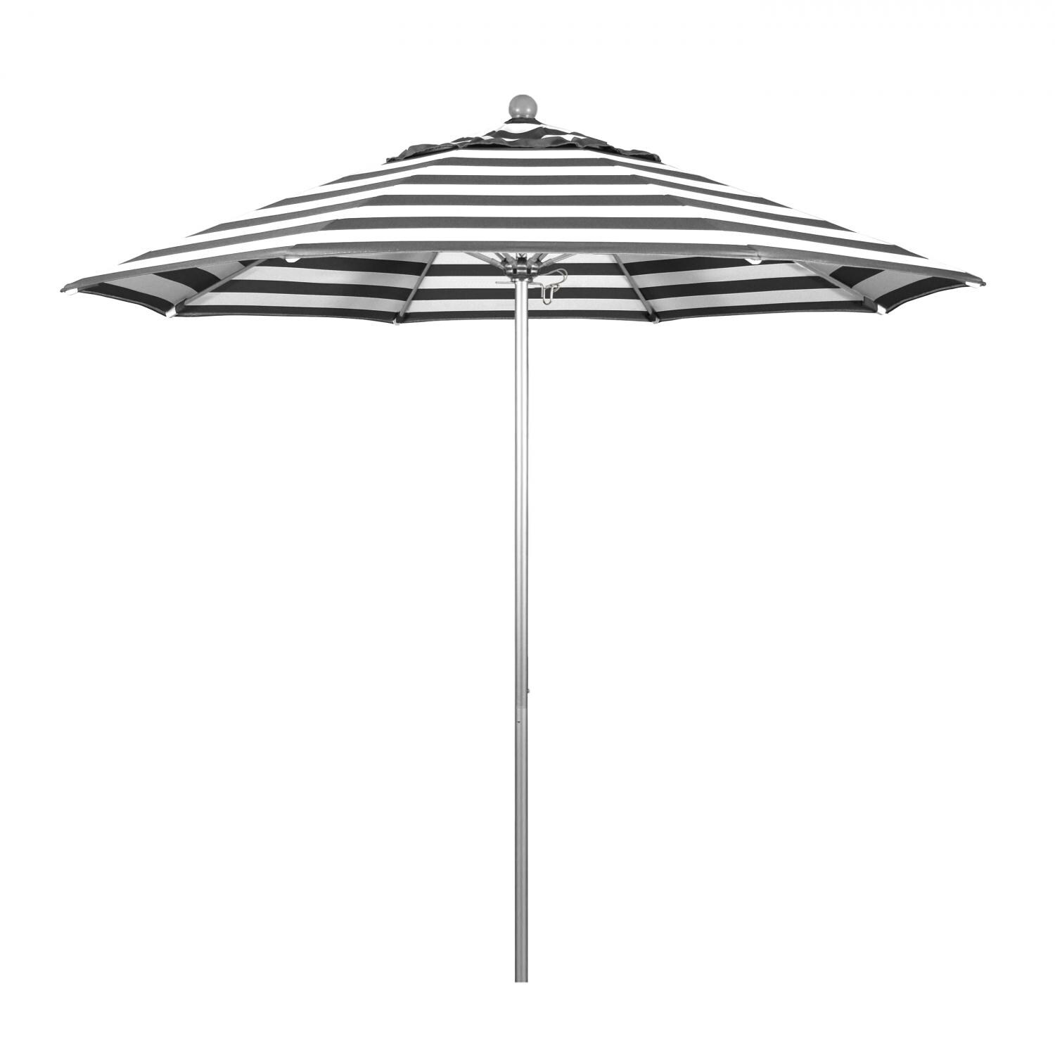 California Umbrella Venture Series 9 Ft Octagonal Aluminum Patio Umbrella W/ Push Lift & Fiberglass Ribs - Silver Anodized Frame / Sunbrella Cabana Classic Canopy thumbnail