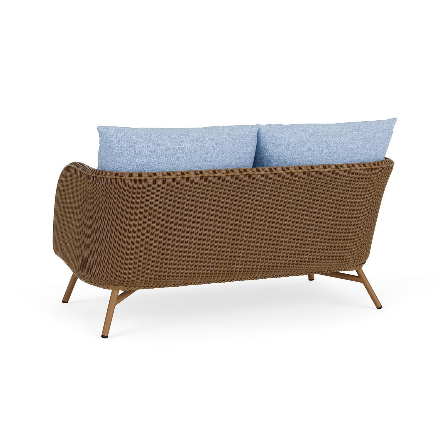 Lloyd Flanders Essence Loveseat W/Demo Skyway Fabric - Hickory Finish - Back Left thumbnail