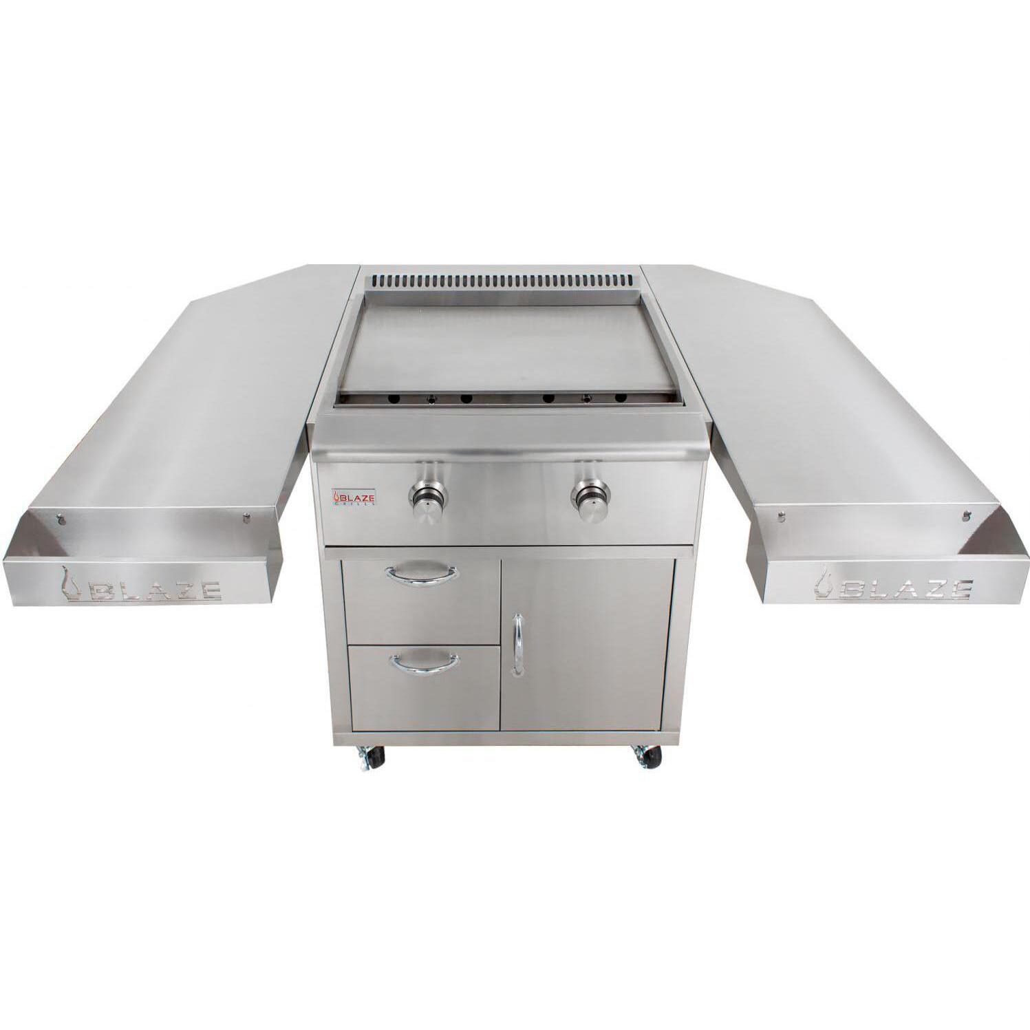 Blaze 30-Inch Natural Gas Griddle On Deluxe Cart - Griddle Surface & Side Shelves thumbnail