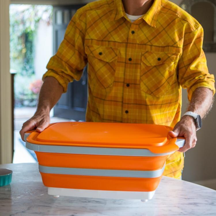 Drip EZ TUBLD-1 Original Orange BBQ Prep Tub - Easy Handles - Lifestyle thumbnail