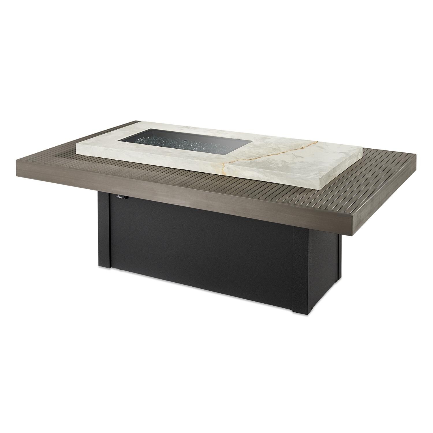 The Outdoor GreatRoom Company Boardwalk Linear Gas Fire Pit Table - Includes grey glass burner cover thumbnail