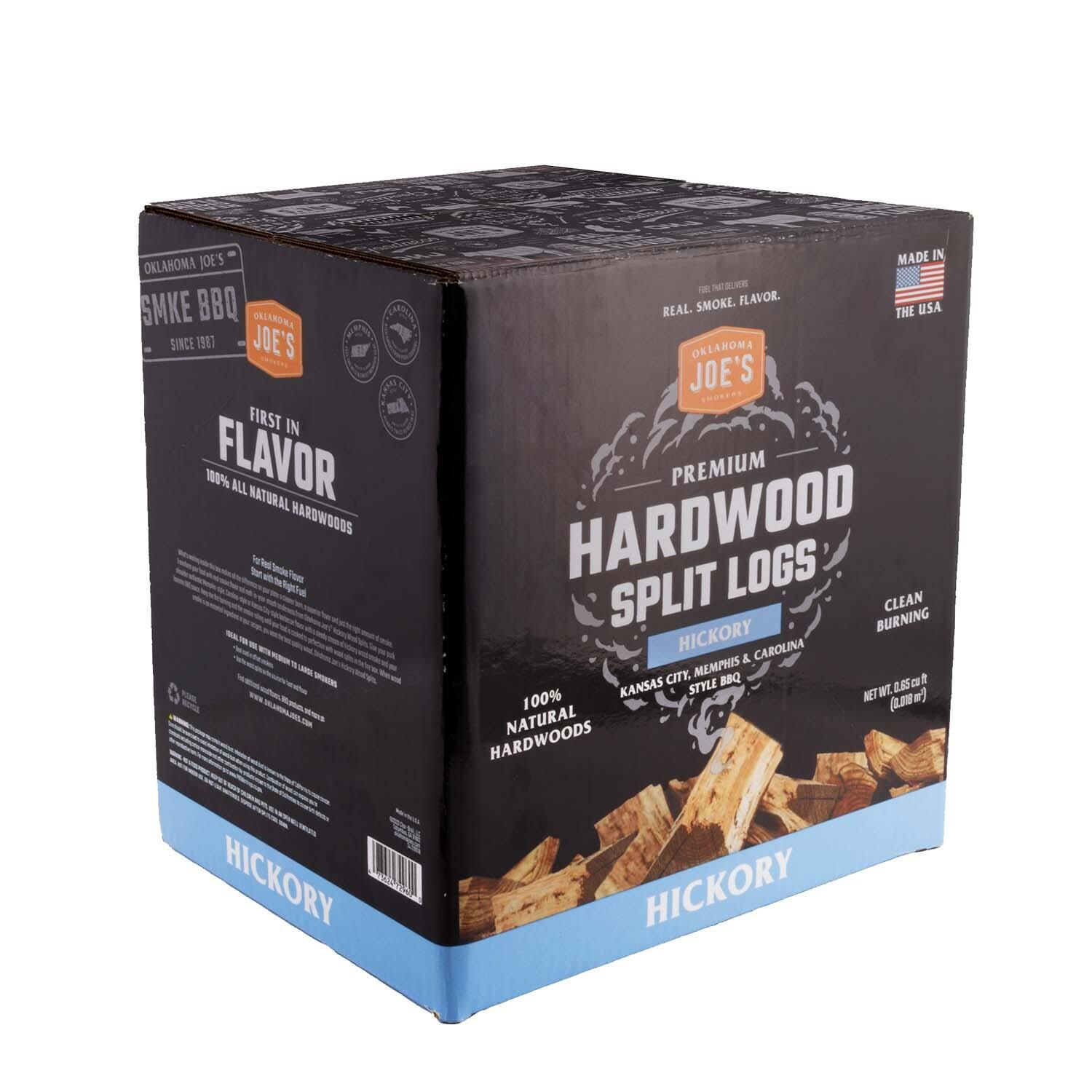 Oklahoma Joe's Natural Hickory Wood Splits - 0.65 Cu. Ft. - Angled View - White Background thumbnail