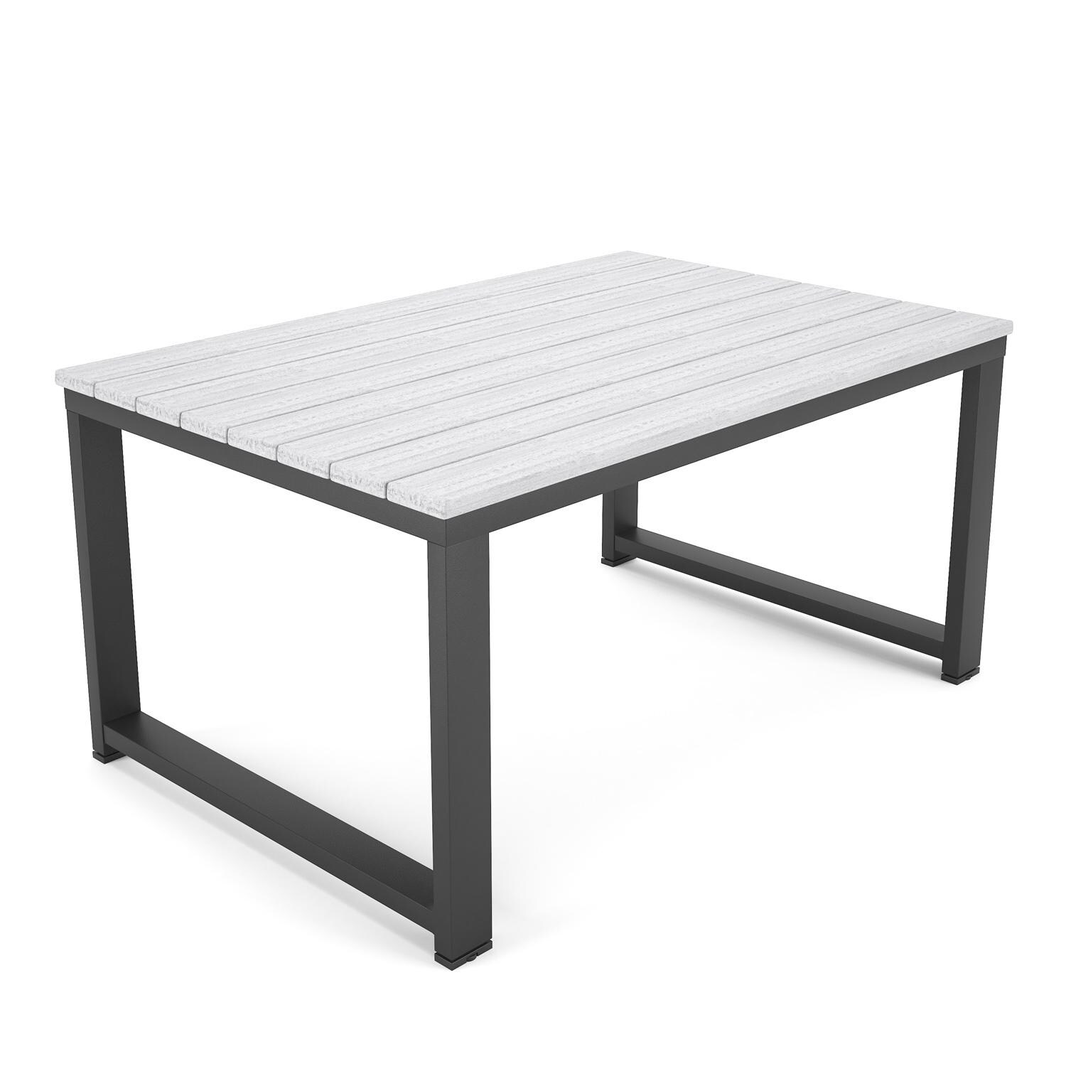 Lakeview NC6500-6PC-TANGARM-CN-SEA Oasis Bay 6 Pc Aluminum Seating Set in White/Canvas Natural - Coffee Table - White Background thumbnail