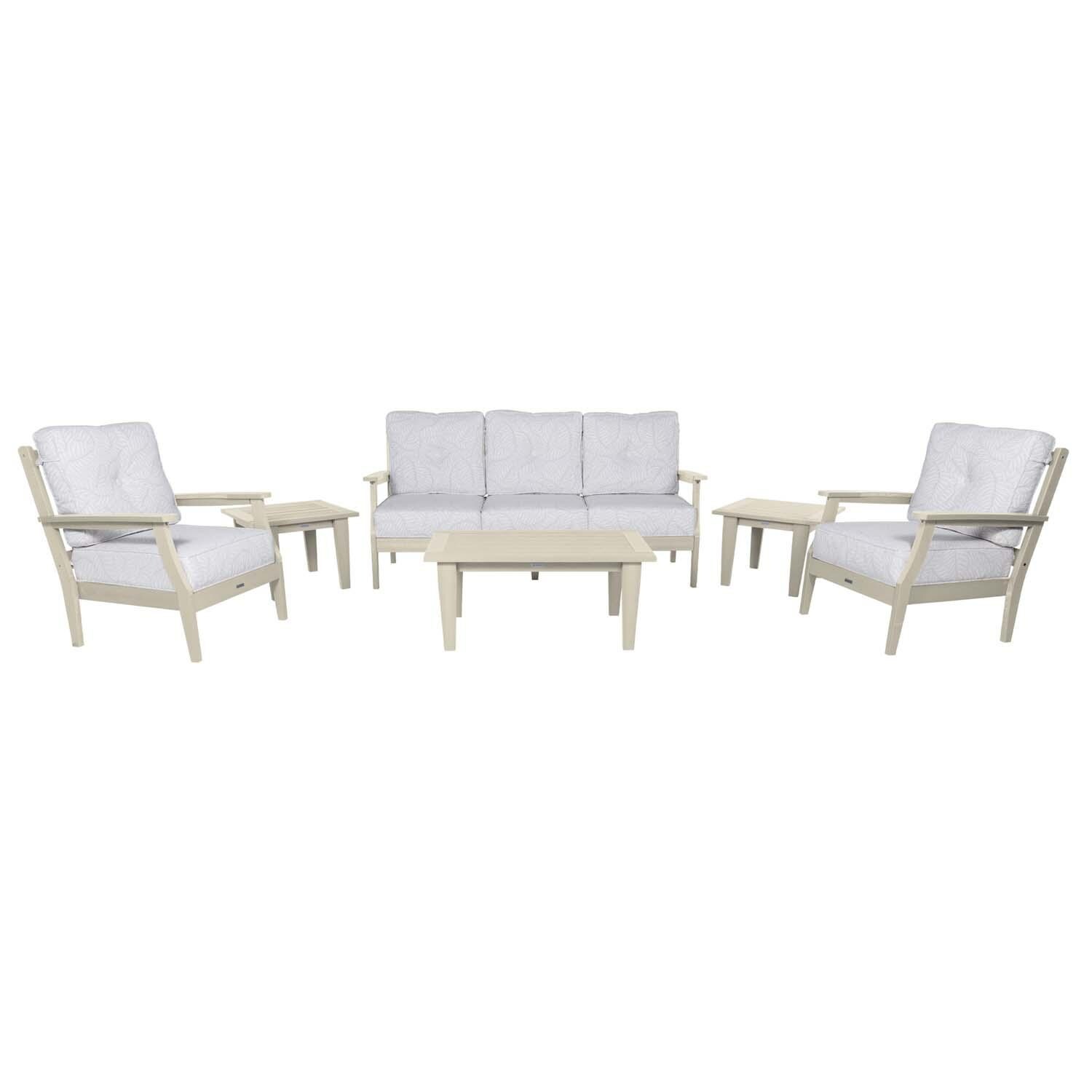 Blushing Bay 6 Pc Recycled Plastic Seating Set w/ Sofa in Lively Parchment/Whitewash by Lakeview Outdoor Designs - White Background thumbnail