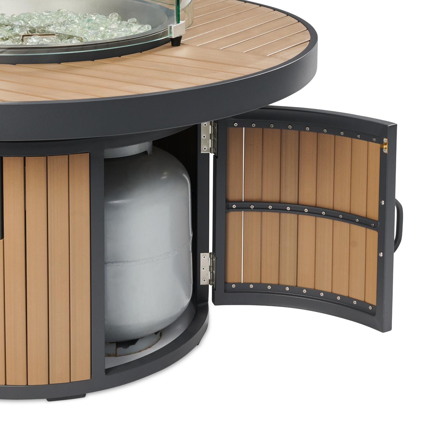 The Outdoor GreatRoom Company BRK-20-19-LT-K Brooks 42-Inch Round Propane Gas Fire Pit Table w/ 20-Inch Crystal Fire Plus Burner - Tank Storage thumbnail