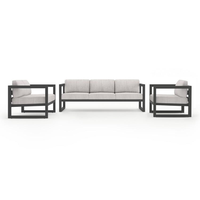 Misty Cove 3 Piece Seating Set in Slate w/Sofa & Cast Silver Cushions by Lakeview - Side View - White Background thumbnail