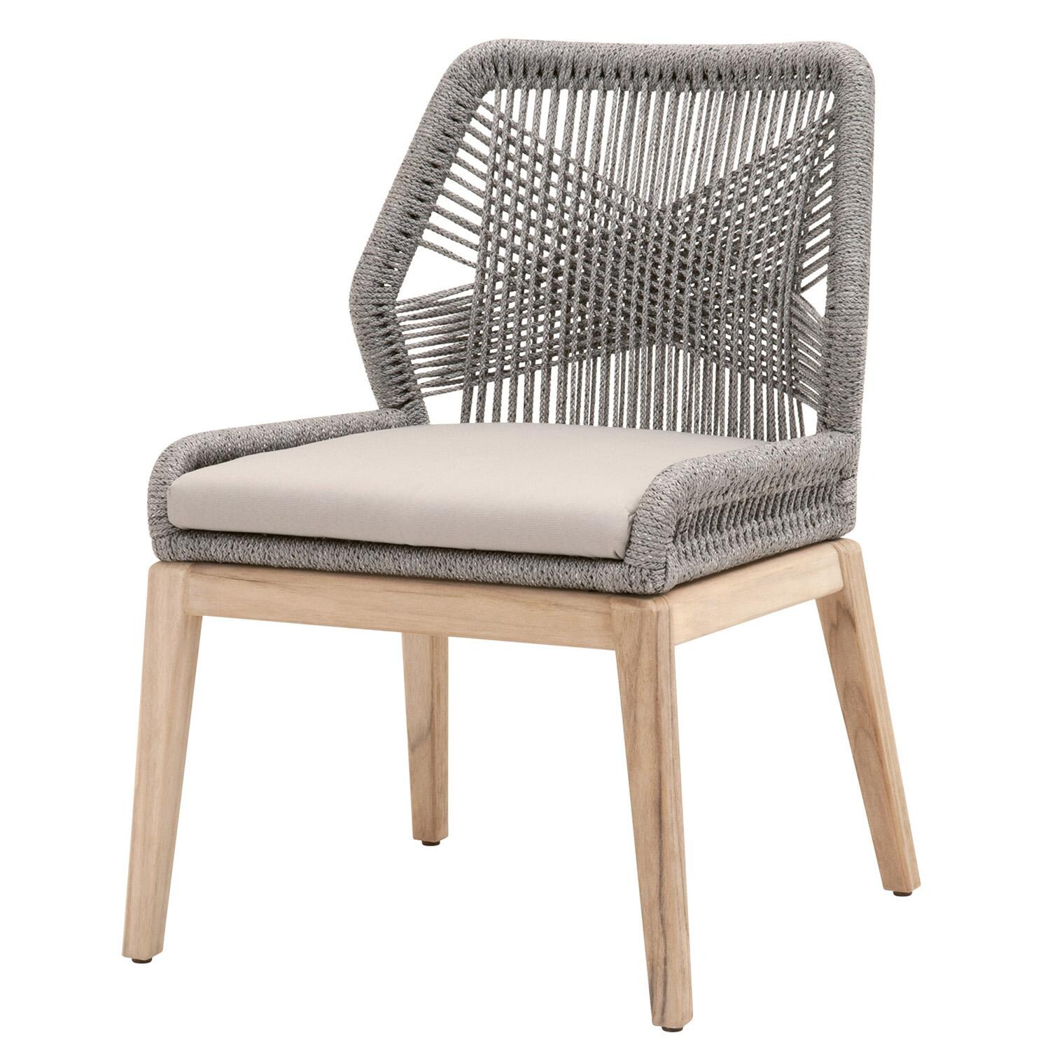 Lakeview Peninsula Way 2 Pc Woven Rope Dining Side Chair in Platinum - Angled View thumbnail