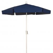 FiberBuilt 7.5 Ft. Aluminum Market Patio Umbrella W/ Crank Lift - White Pole / Navy Blue Vinyl