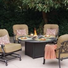 Darlee Elisabeth 5 Piece Cast Aluminum Patio Fire Pit Conversation Seating Set image