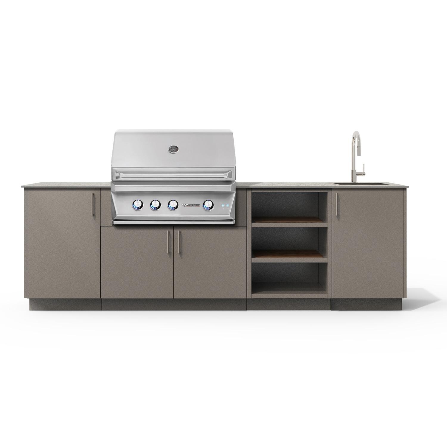 Urban Bonfire Mist 36 Outdoor Kitchen w/ Twin Eagles Natural Gas Grill, Sink, Keon Dekton Countertop & Clay Finish - B-Mist-36-TwinEagles-Keon-Clay