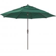 Treasure Garden 11 Ft. Octagonal Aluminum Auto Tilt Patio Umbrella W/ Crank Lift & Double Vent - Bronze Frame / Sunbrella Forest Green Canopy