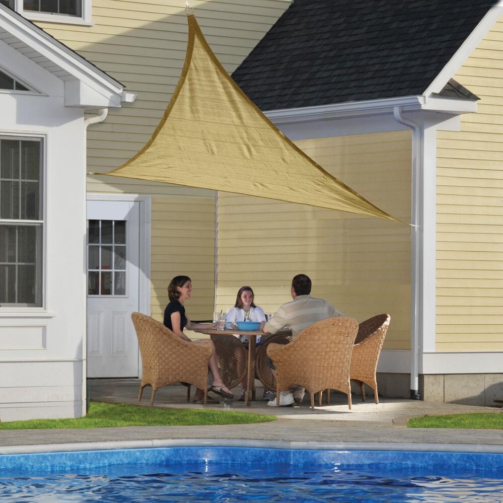 ShadeLogic Sun Shade Sail Heavy Weight 16 Foot Triangle - Sand Outdoor Dining Cover thumbnail