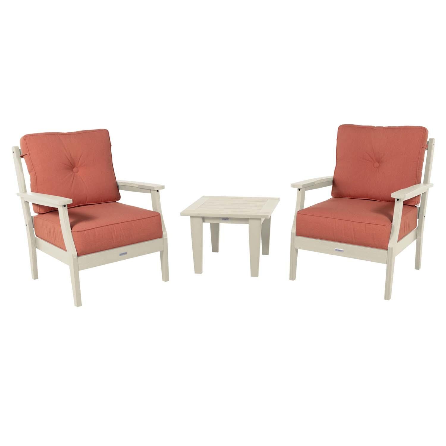Blushing Bay 3 Pc Recycled Plastic Seating Set in Canvas Persimmon/Whitewash by Lakeview Outdoor Designs - White Background thumbnail