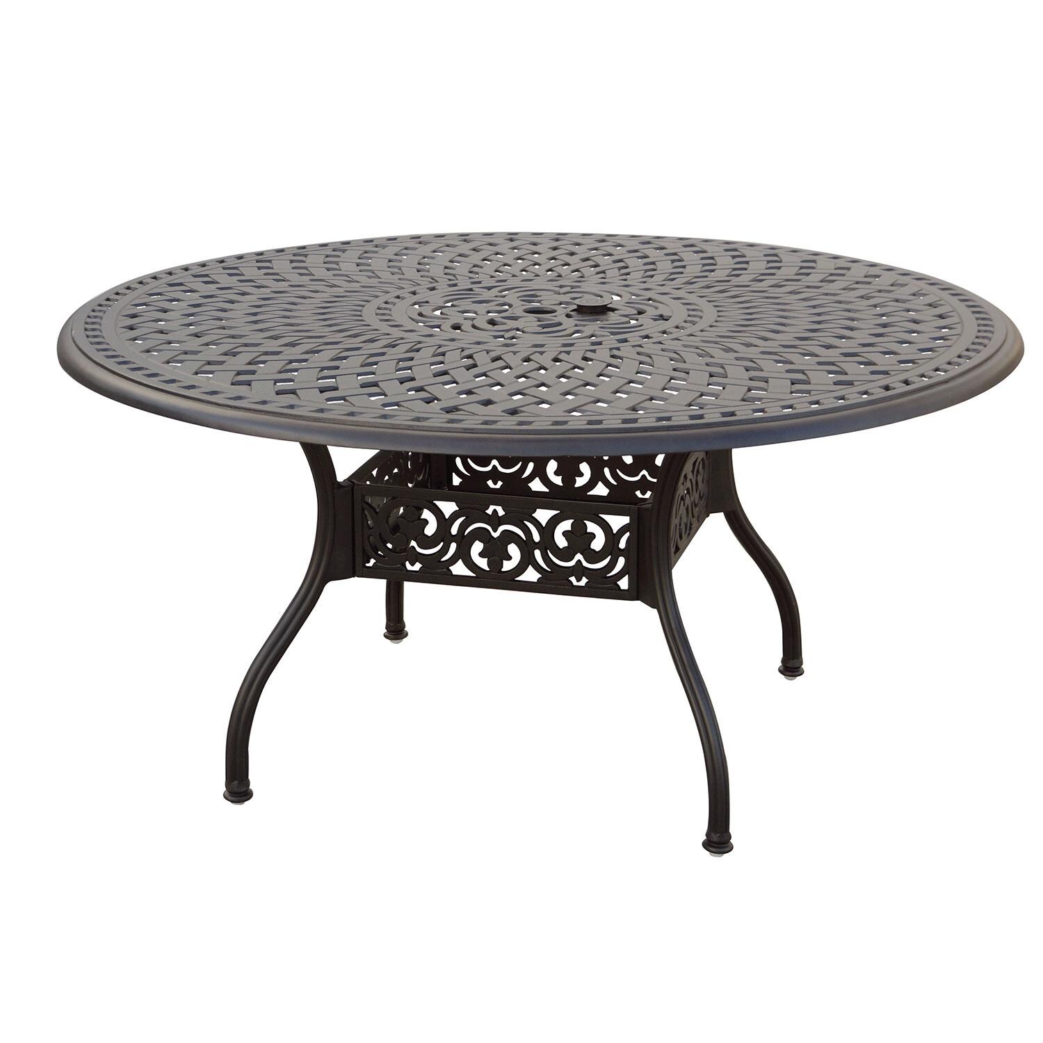 Darlee 201030-7PC-60D Sedona 7 Piece Cast Aluminum Patio Dining Set W/ 60 Inch Round Table & Beige Canvas Cushions thumbnail