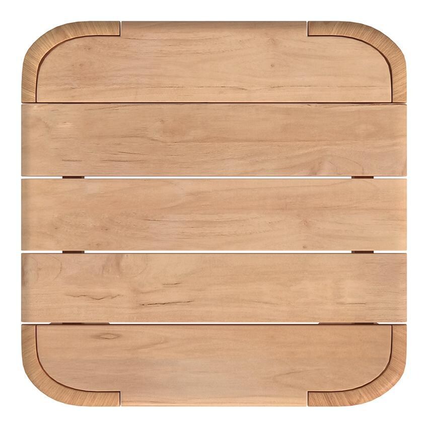 Natural Teak 24 Inch Light Wood Teak End Table by Sunset West - Table Top - White Background thumbnail