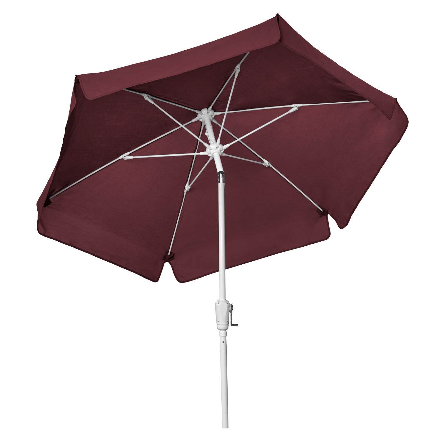 FiberBuilt 7.5 Ft Aluminum Market Patio Umbrella W/ Crank Lift & Tilt - Burgundy thumbnail