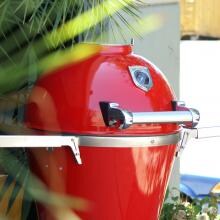 Caliber Pro Kamado Grill On Stainless Steel Cart - Red