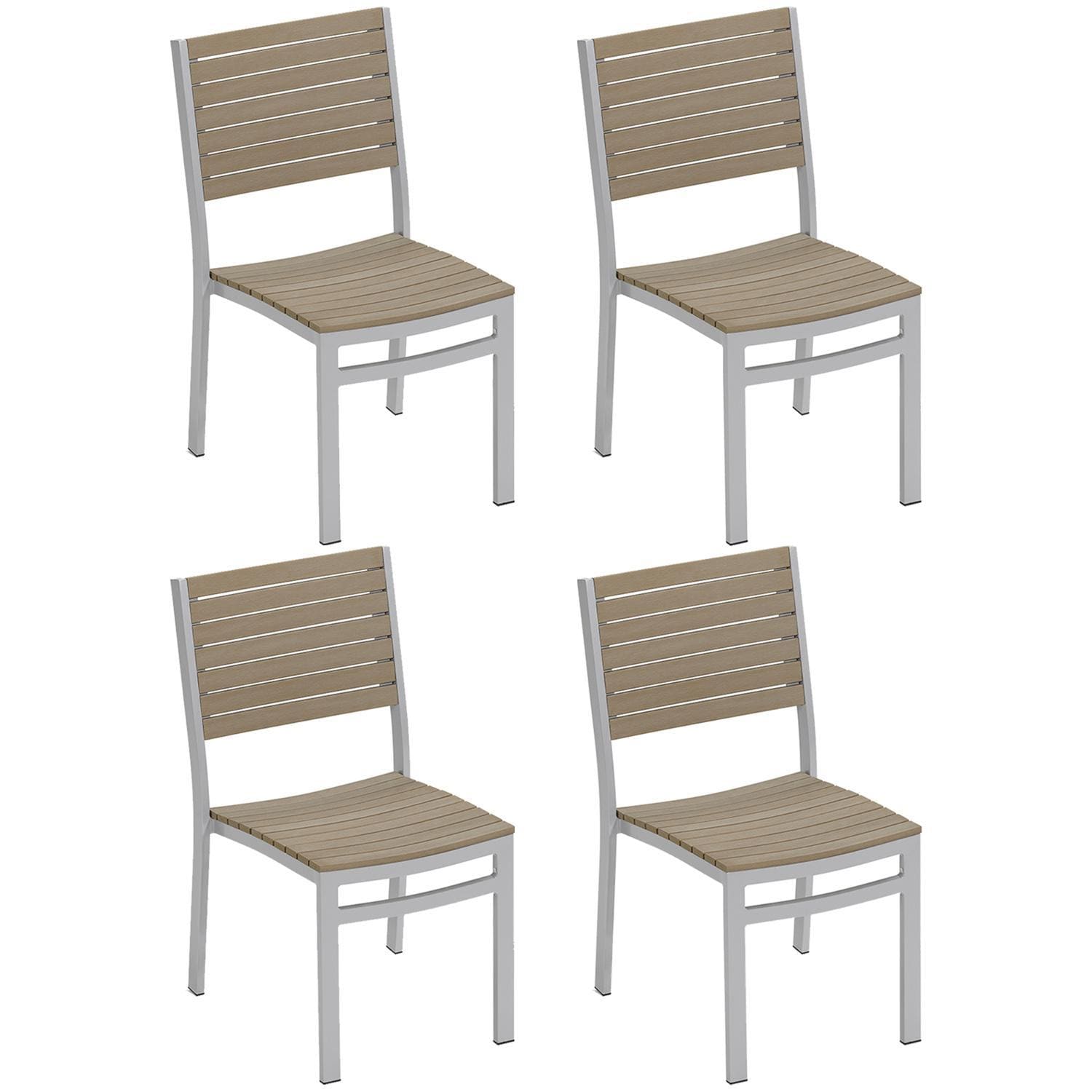 Oxford Garden Travira 4 Pc Aluminum Dining Side Chair W/ Vintage Tekwood Slats in Flint By - TVSCV-PC.F4