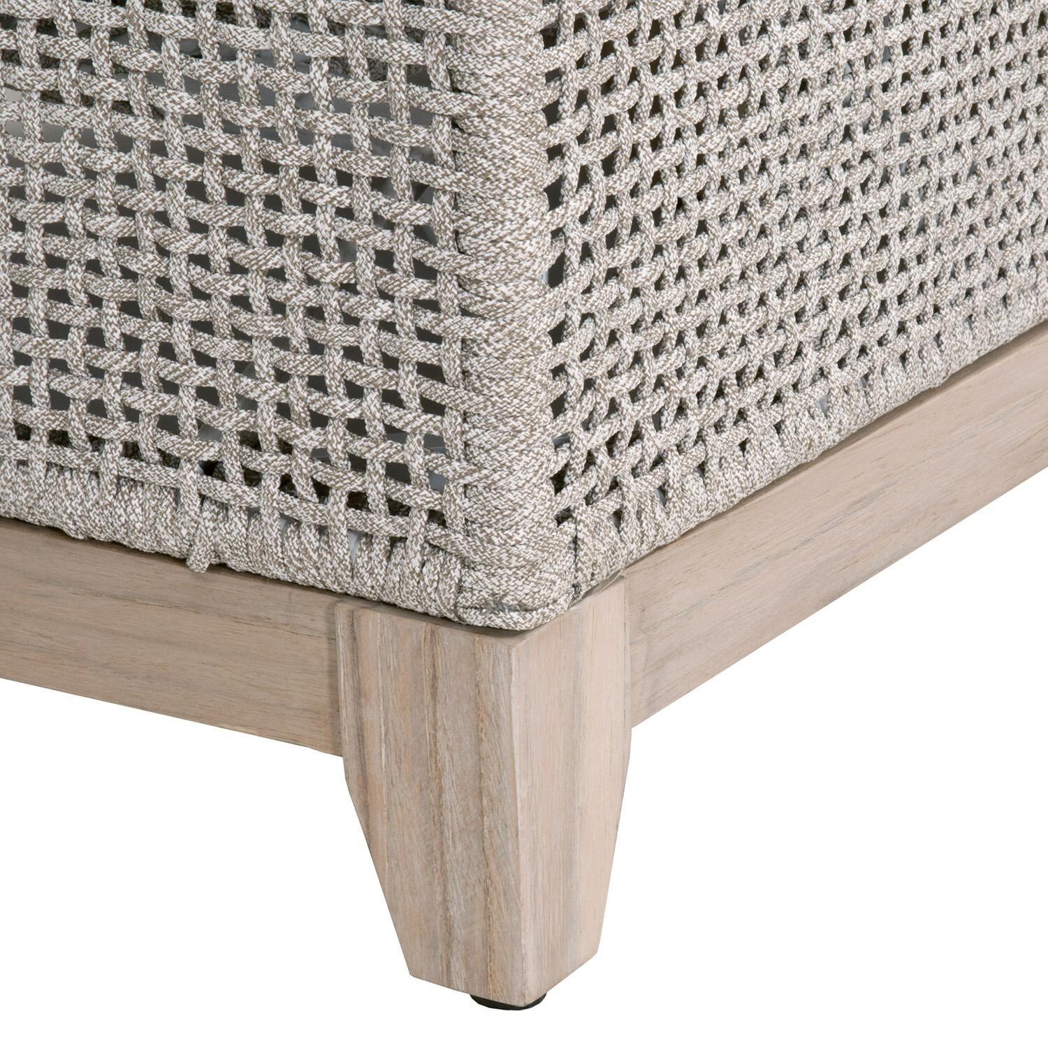 Lakeview Ranch Pointe 3 Person Woven Rope Sofa in Taupe & White - Leg Detail thumbnail