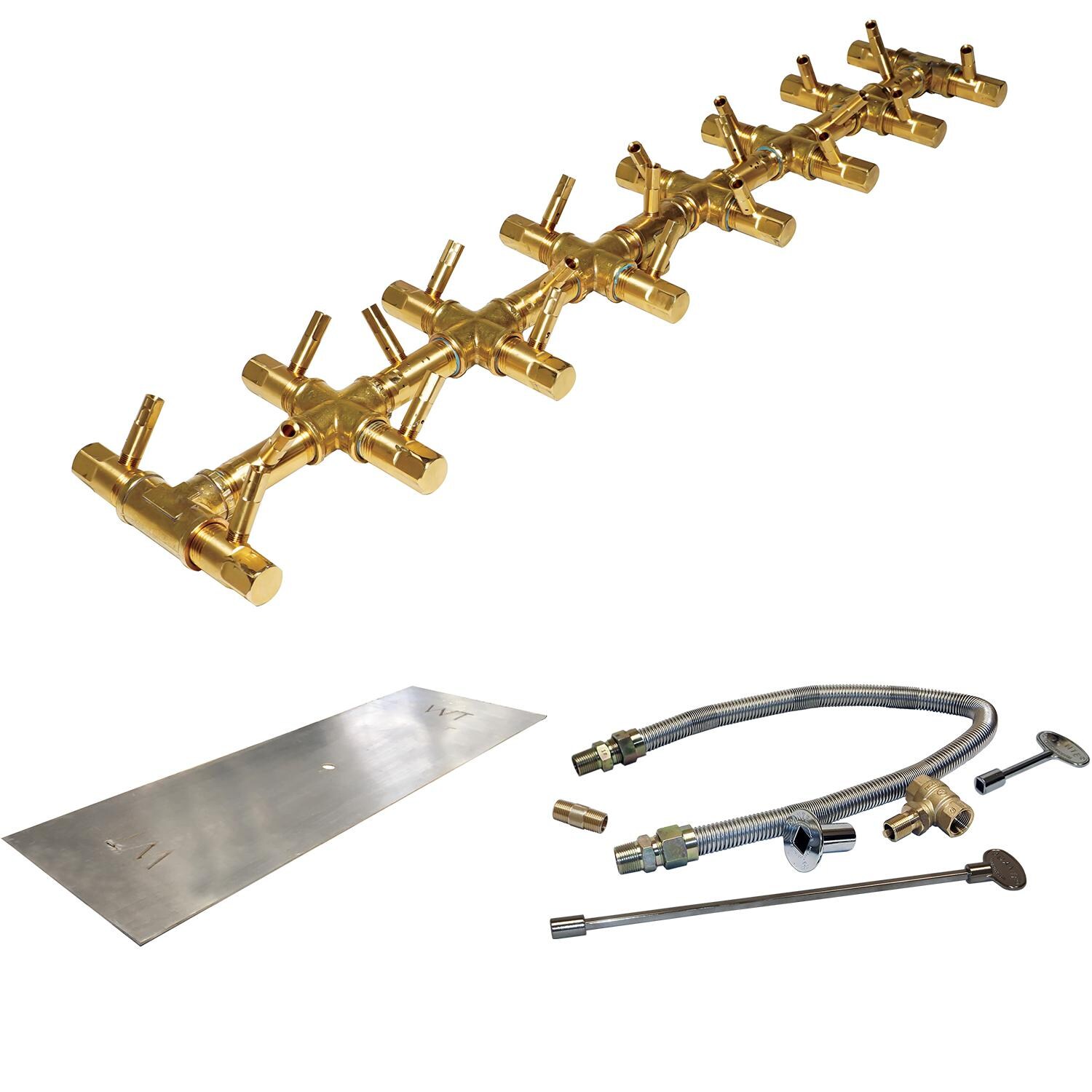 Warming Trends CFBT230NGALPL3611FK1 36 X 11-Inch Linear Natural Gas Fire Pit Burner Kit W/ 30 7.25-Inch Tree-Style Crossfire Brass Burner - Match Light Ignition thumbnail