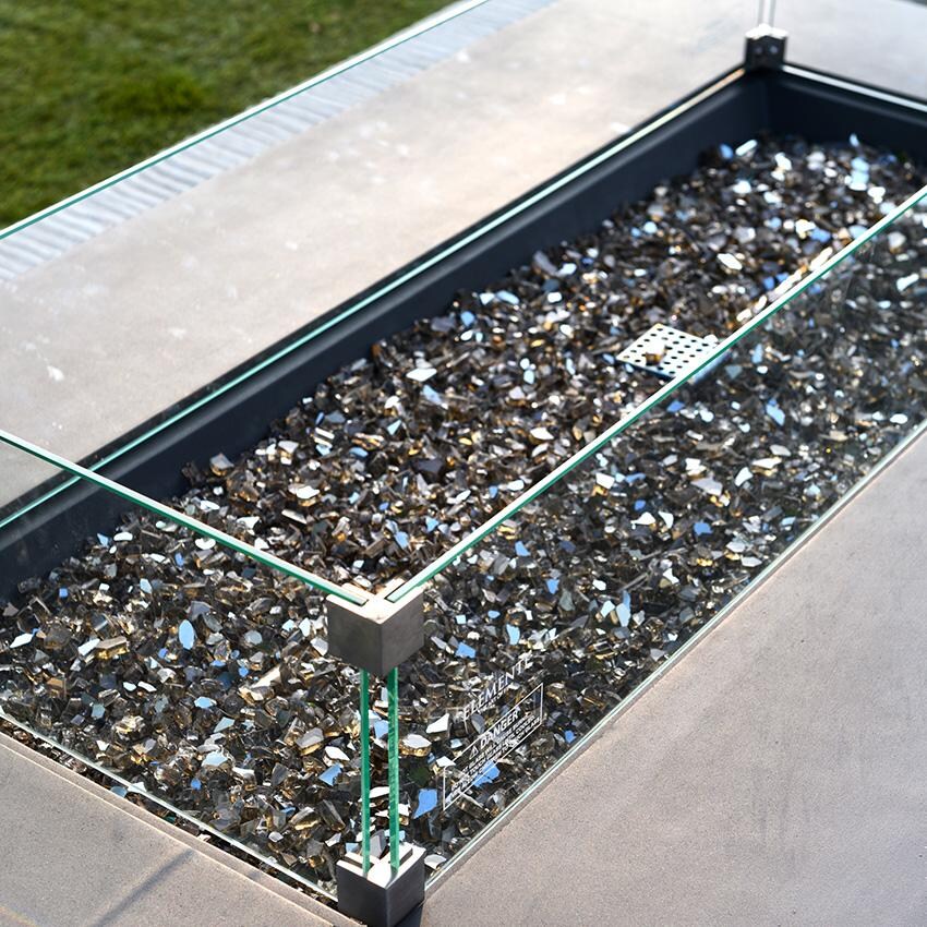 Elementi Cape Town OFG410SL-NG 56-Inch Natural Gas Slate Black Fire Pit Table - Fire Glass Unlit With Wind Screen (Sold Separately) thumbnail