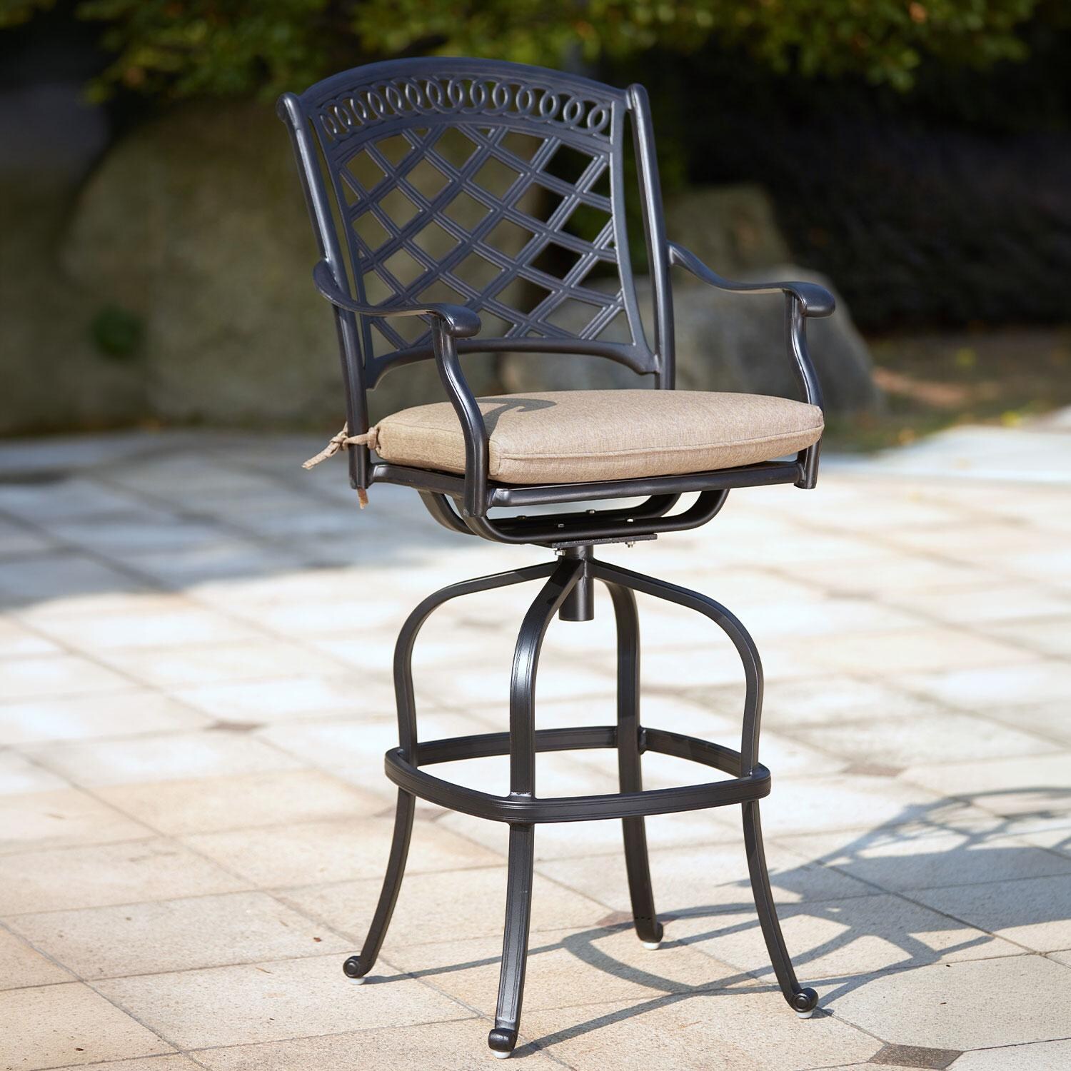 Darlee Sedona 5 Piece Cast Aluminum Patio Bar Set W/ 42 Inch Round Table - Bar Stool - Lifestyle thumbnail