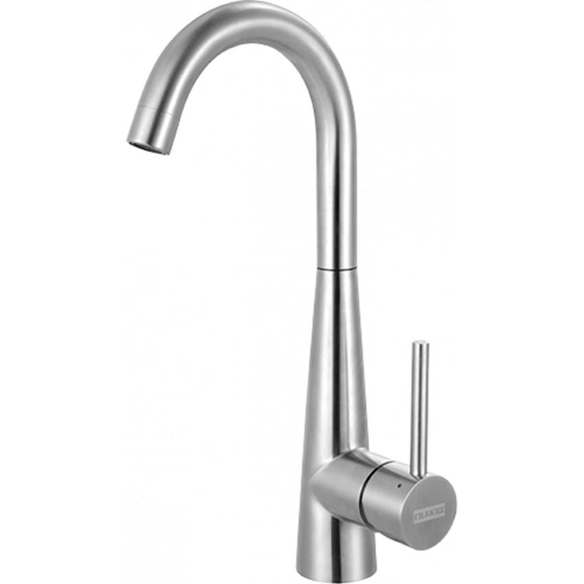 Franke STL-BR-304 Steel 14.4 Inch Single Handle Swivel Spout Kitchen Prep / Bar Faucet in Stainless Steel - White Background thumbnail