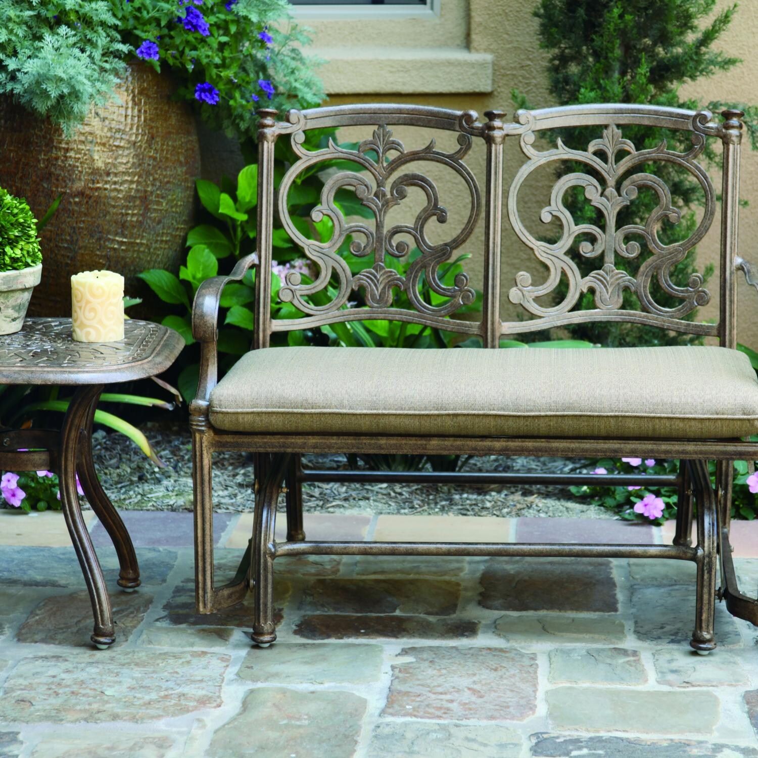 Darlee Santa Barbara 2-Person Patio Bench Glider Lounge Set - Antique Bronze thumbnail