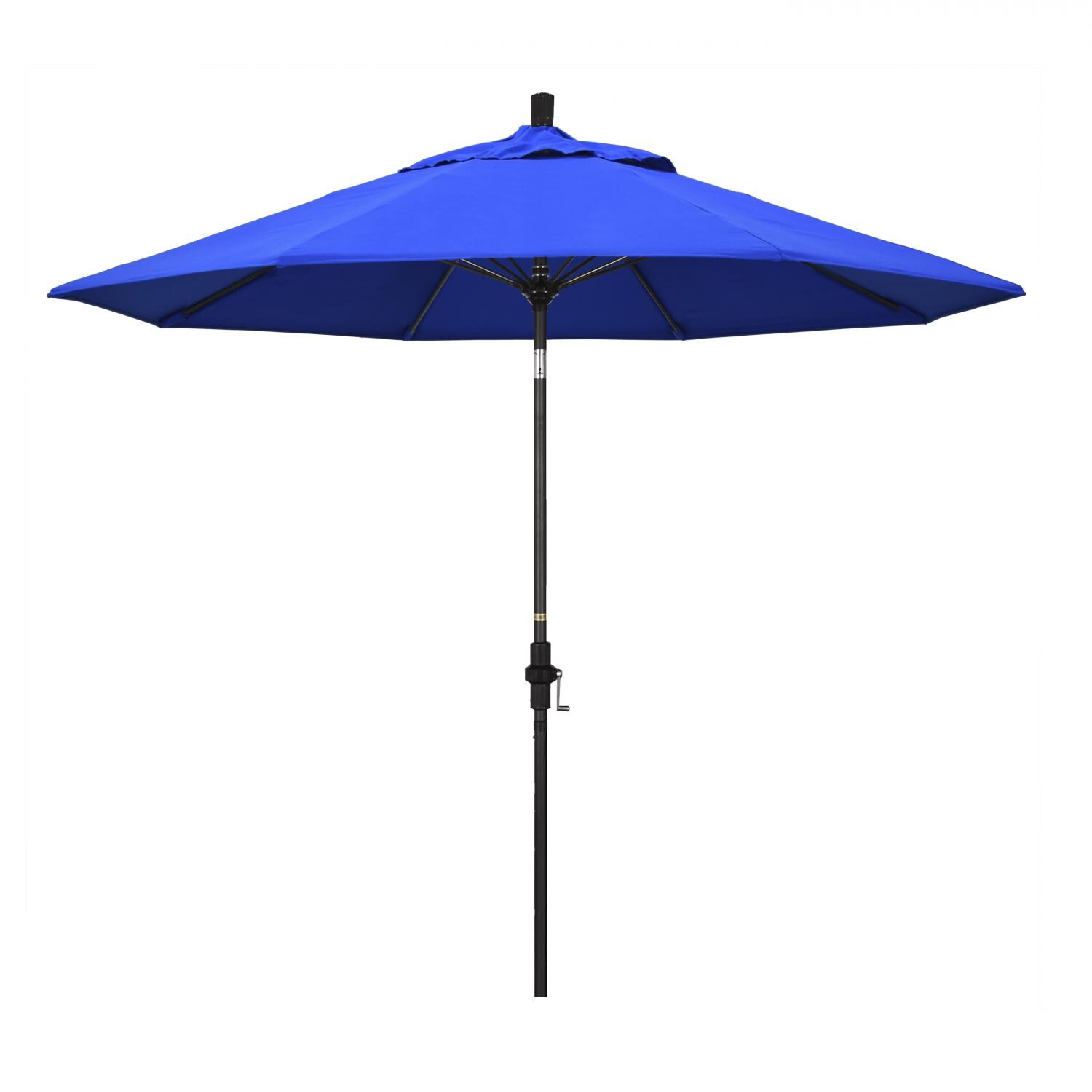 California Umbrella 9 Ft Octagonal Aluminum Collar Tilt Patio Umbrella W/ Crank Lift & Fiberglass Ribs - Matted Black Frame / Sunbrella Canvas Pacific Blue Canopy thumbnail