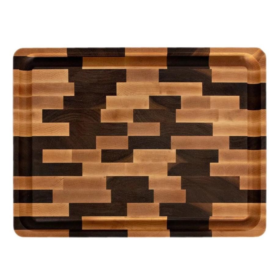 Pit Barrel Cooker EndGrain Medium Mixed Wood Cutting Board - CB1001M