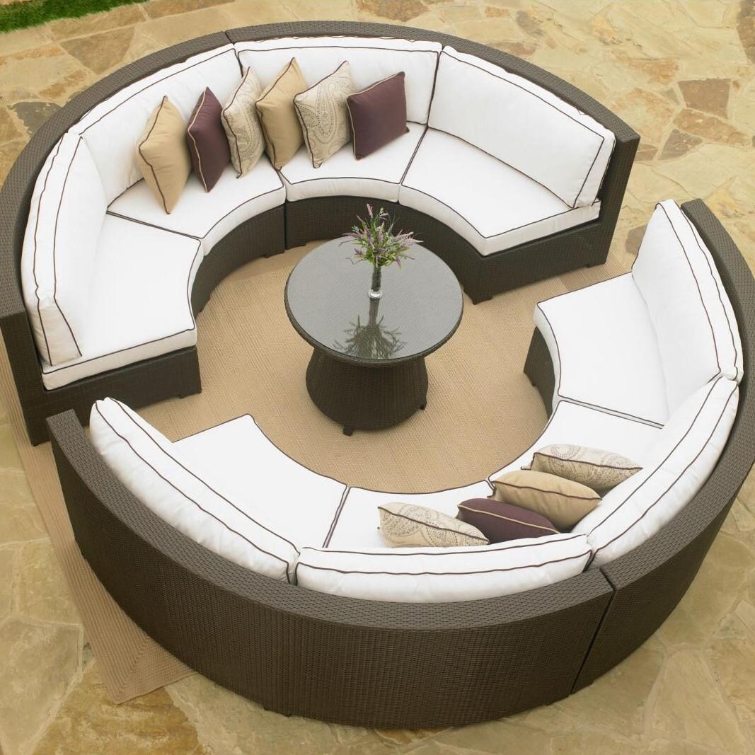North Cape Melrose Round Wicker Sectional Set Ultimate Patio