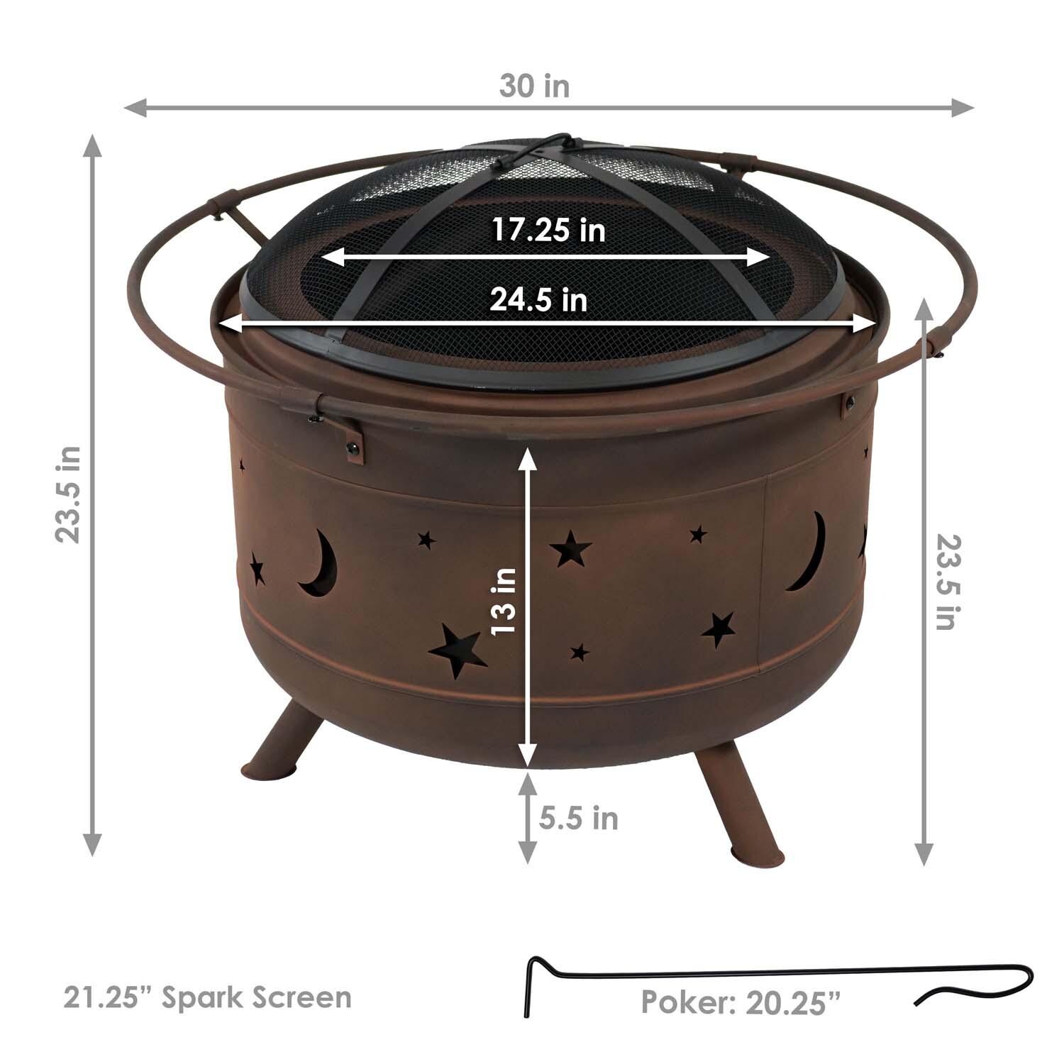Cosmic 30 Inch Smokeless Wood Burning Fire Pit w/ Screen in Bronze By Ultimate Patio - Dimensional thumbnail