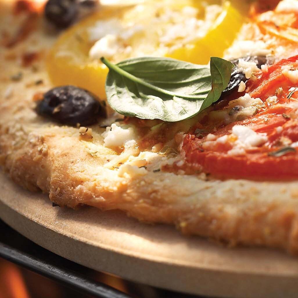 Outset  QZ44 Round Pizza Grill Stone 13 - Close Up - Lifestyle thumbnail