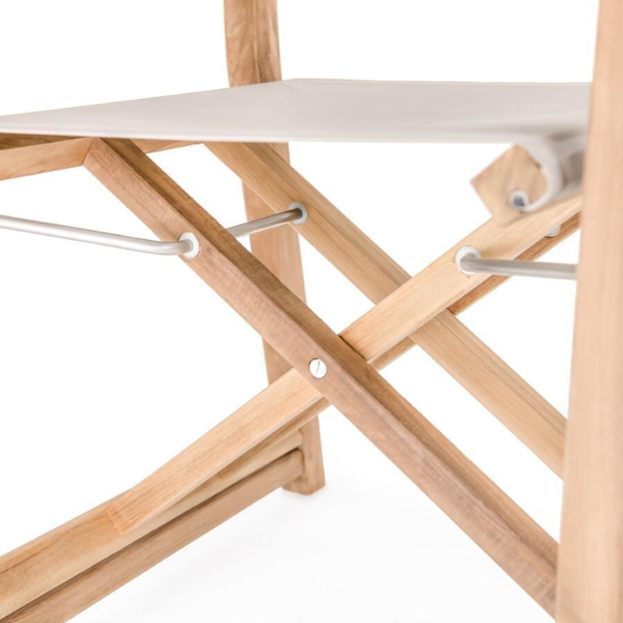 Teak + Table Monday Teak Patio Director Chair W/Grey Sling - Hinge - Detail thumbnail
