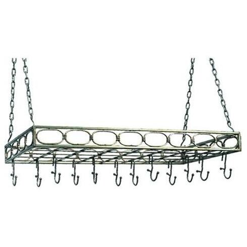 Old Dutch Rustic Rectangular Hanging Pot Racks 36 X 17.5 X 3.5 - Antique Pewter