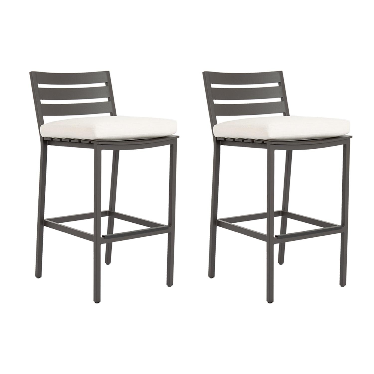 Sunset West - 321-7B-48114 (2) - Mesa 2 Piece Aluminum Patio Barstool Set W/ Sunbrella Cast Pumice Cushions thumbnail