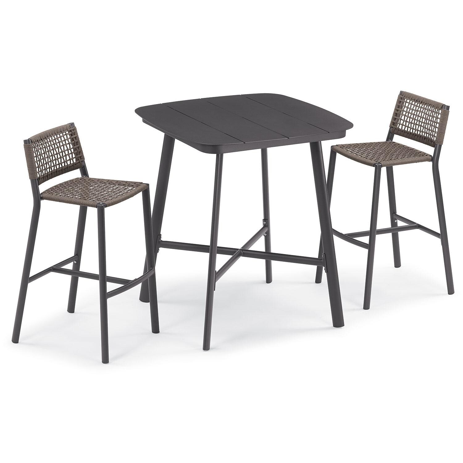 Eiland 3 Pc Powder-Coated Aluminum Bar Set in Mocha/Carbon By Oxford Garden - White Background thumbnail