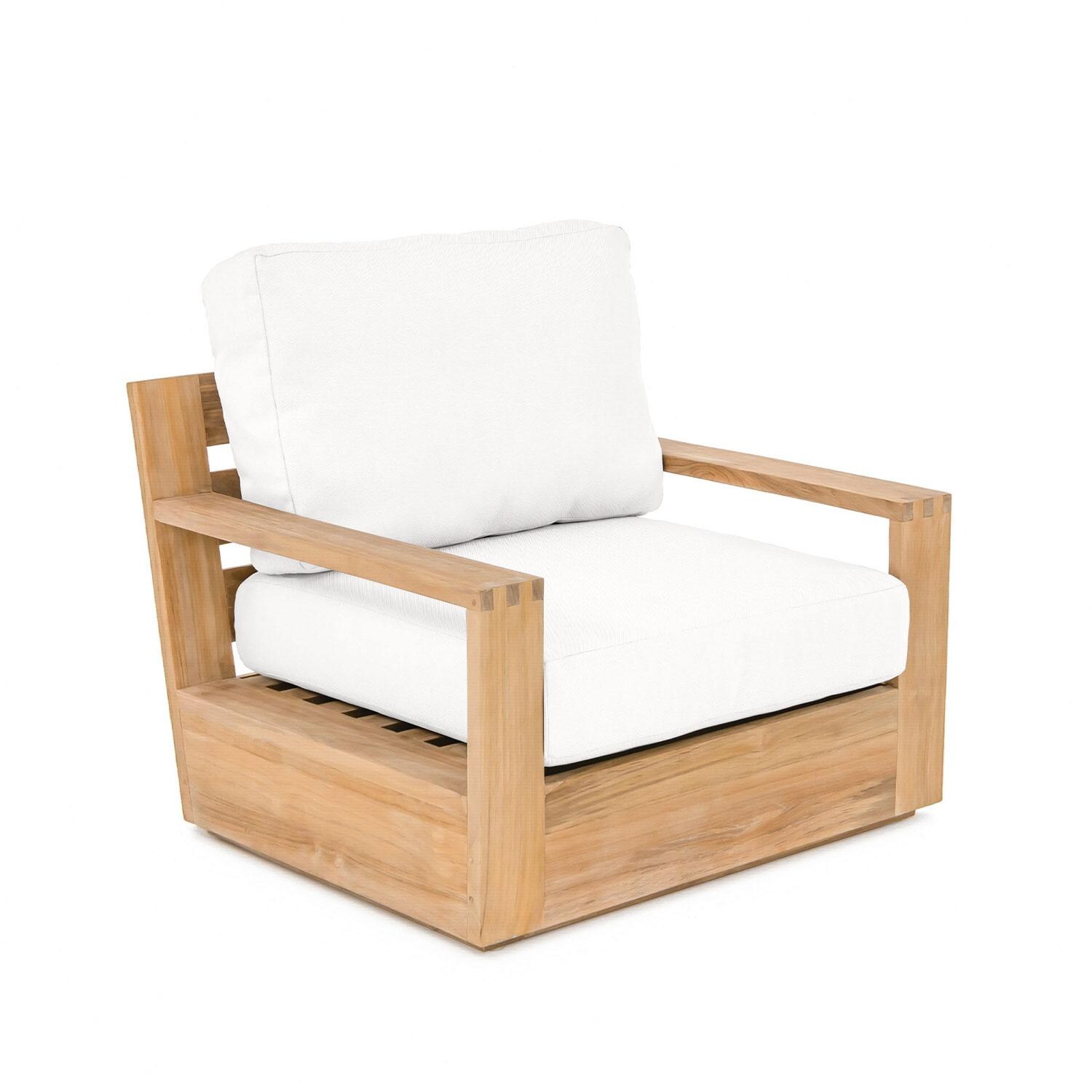 Scape Key Teak Club Chair in Natural by Lakeview Outdoor Designs - Side View - White Background thumbnail