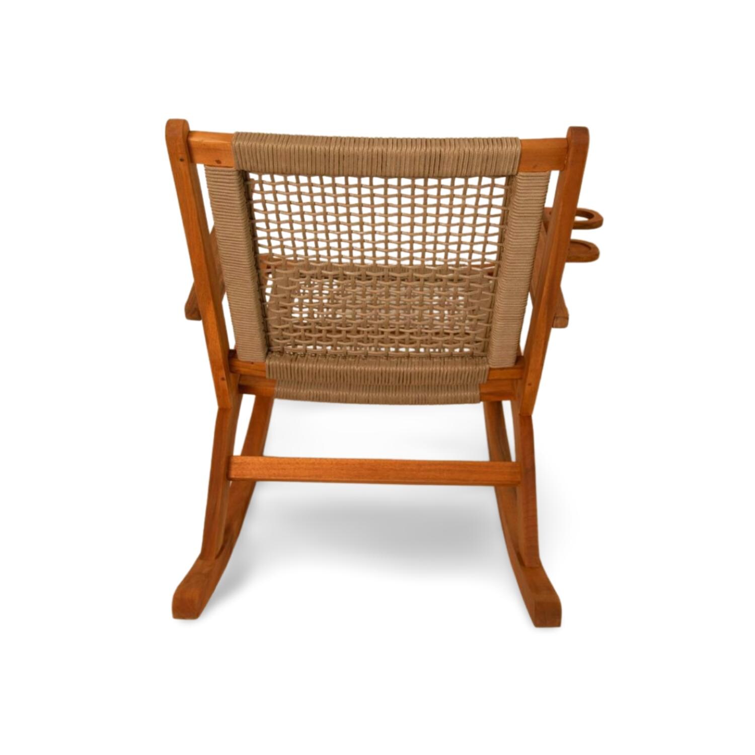 Crewview Outdoor Rocking Chair with Beverage Holder by Ultimate Patio - Rear - White Background thumbnail
